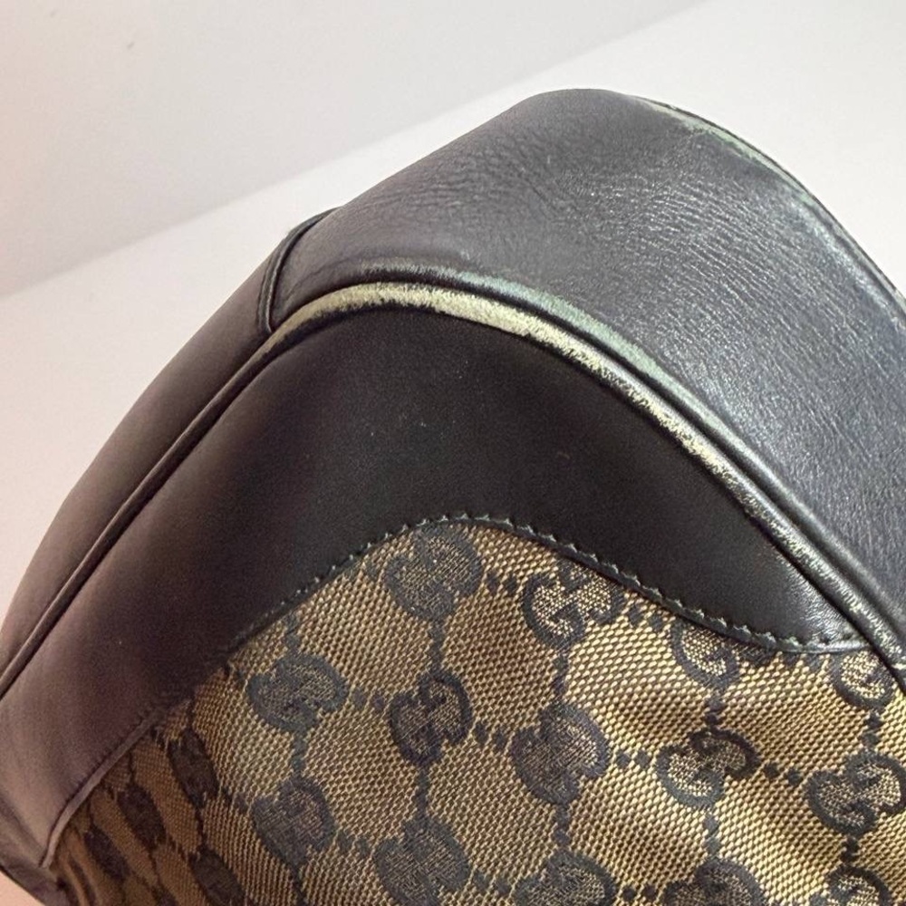 Gucci Bamboo GG Canvas Shoulder Bag in Brown and Black - Picture 10 of 13